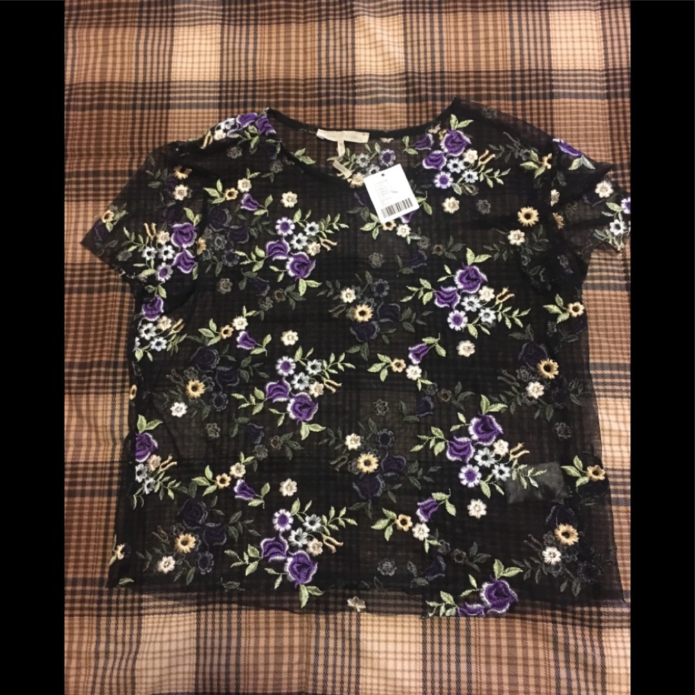 NWT urban outfitters mesh floral top
